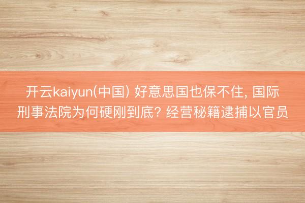 开云kaiyun(中国) 好意思国也保不住， 国际刑事法院为何硬刚到底? 经营秘籍逮捕以官员