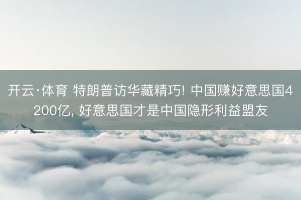 开云·体育 特朗普访华藏精巧! 中国赚好意思国4200亿， 好意思国才是中国隐形利益盟友