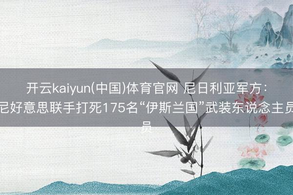 开云kaiyun(中国)体育官网 尼日利亚军方：尼好意思联手打死175名“伊斯兰国”武装东说念主员