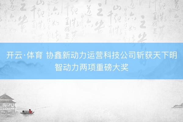 开云·体育 协鑫新动力运营科技公司斩获天下明智动力两项重磅大奖