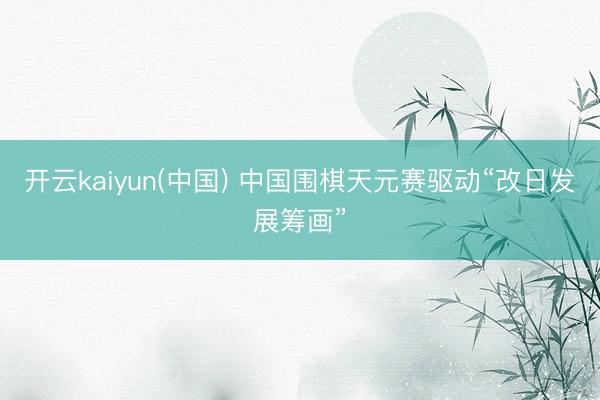 开云kaiyun(中国) 中国围棋天元赛驱动“改日发展筹画”
