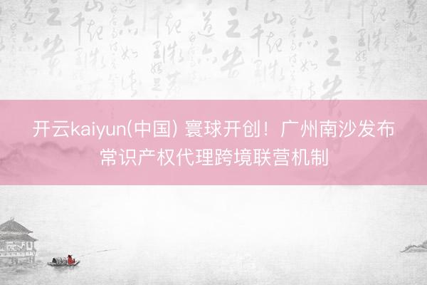 开云kaiyun(中国) 寰球开创！广州南沙发布常识产权代理跨境联营机制